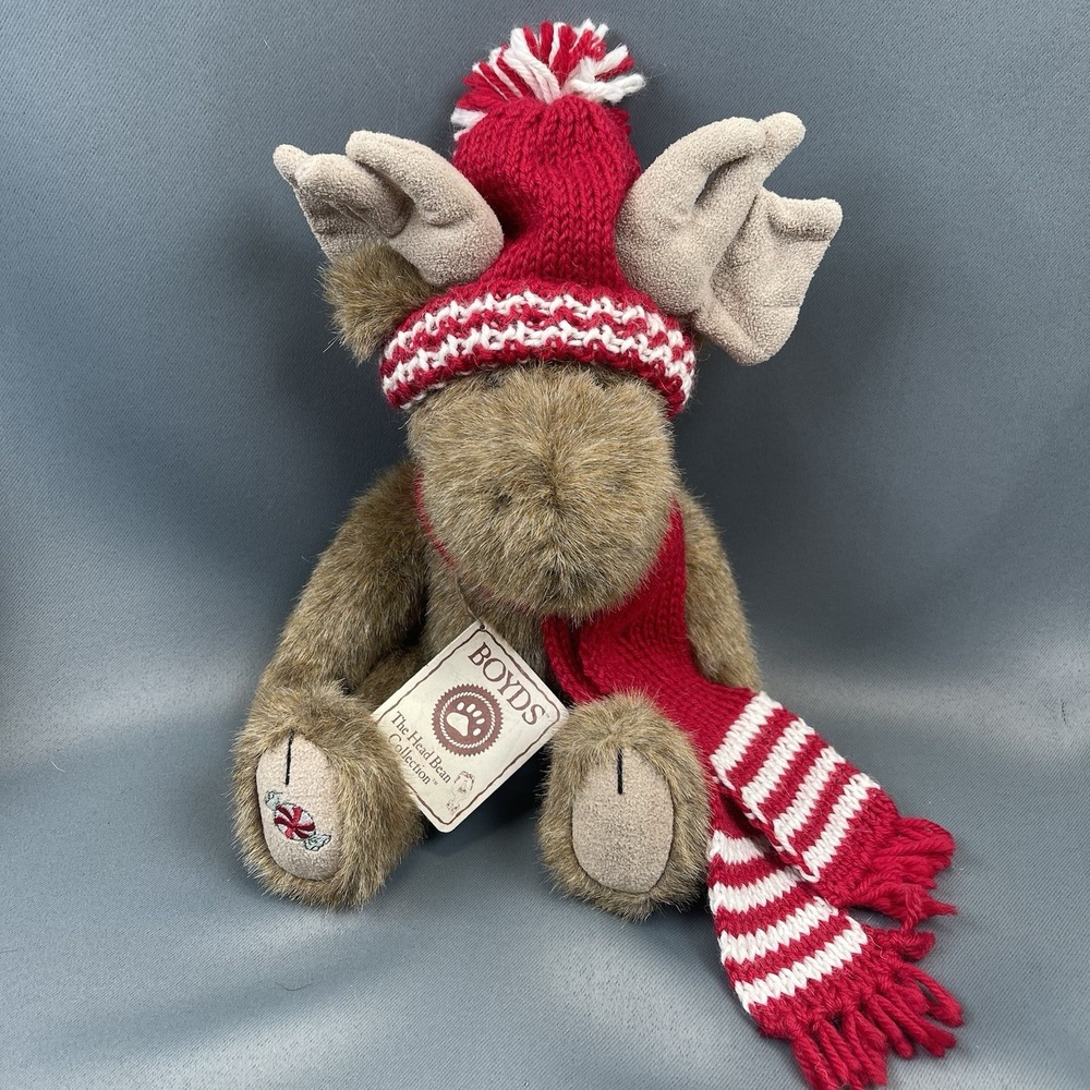 Vintage Boyds The Head Bean Collection Lester Mintly 14" Plush Reindeer 2003 NWT
